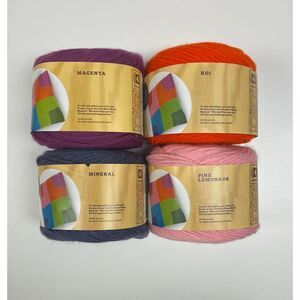 Hand Made Modern Worsted Yarn  Color Koi, Magenta,Mineral and Pink Lemonade  lot